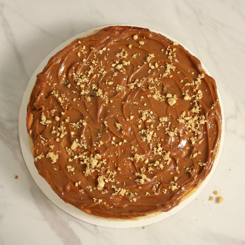 Doré Dulce de Leche basque cheesecake — overhead